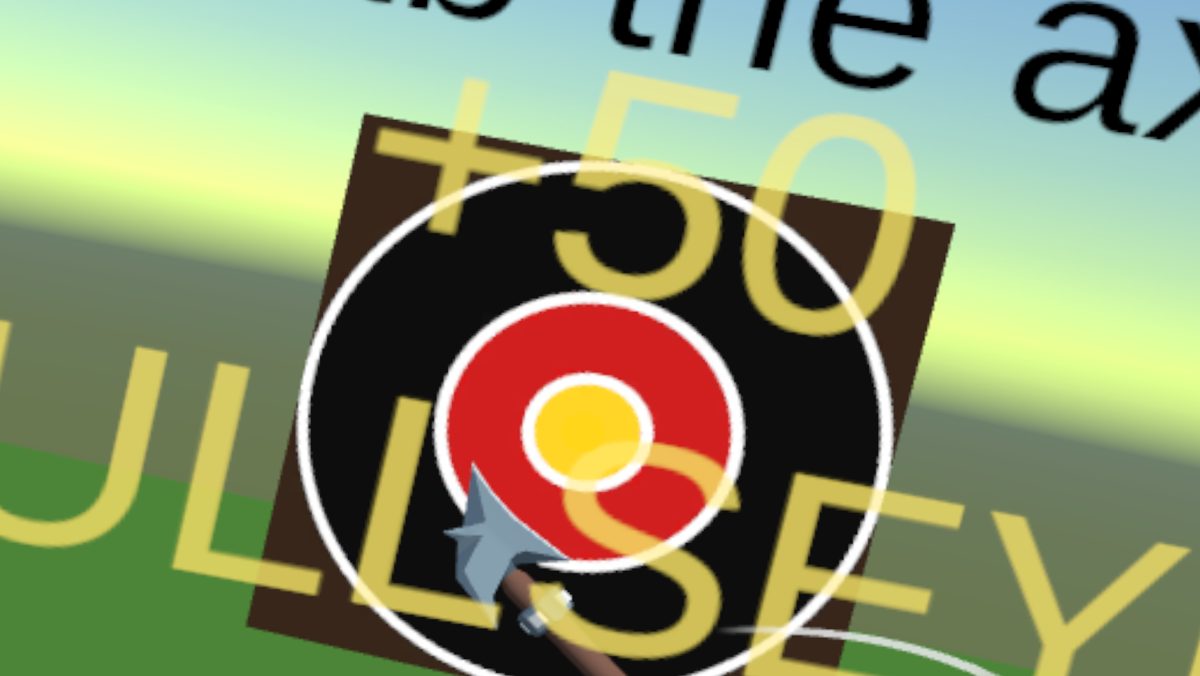 An axe sticking into the bullseye in Axe Arcade